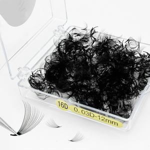 <span class=keywords><strong>Cils</strong></span> pré-faits coréens à base fine Medylashes, marque privée, cheveux synthétiques faits à la main, 12 rangées, naturels, doux, éventails lâches - Product Image 3