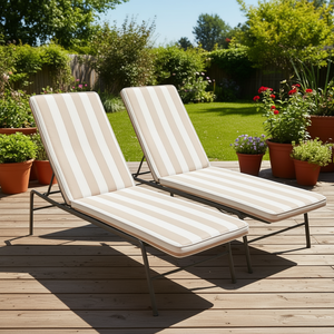 Cojín de Repuesto para Silla de Salón al Aire Libre, Cojín Colorido para Asiento de Muebles de Patio, Color Beige/Blanco, 2 Unidades - Product Image 2