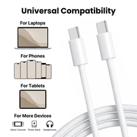 Kabel USB C ke USB C 240W PD, Kabel Data Pengisian Cepat USB2.0 Tipe C 5A dengan Jalinan Nilon untuk Laptop, Tablet, Ponsel Android