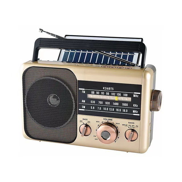 Rechargeable Factory Vintage Portable Solar Charging FM AM SW 3 Band Radio with BT Connection Bass Boost and USB TF MP3 Player