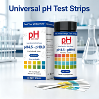 Tiras Reactivas de pH Universales 4.5-9.0, 100 Tiras por Tubo, para Pruebas de pH, Acidez y Alcalinidad en Agua, Orina y Saliva