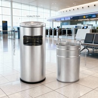 Poubelle verticale en acier inoxydable pour extérieur, hôtels, ascenseurs et bureaux de vente, également cendrier et bac à fumée