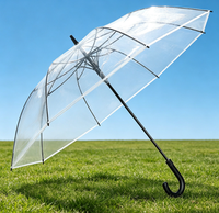 Parapluie transparent POE à ouverture automatique, diamètre de 130 cm, parapluie transparent pour les déplacements en famille, adultes et enfants