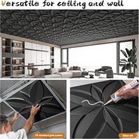Panneau de plafond carré 3D en PVC mat noir UDK, imperméable, ignifuge, panneau mural intérieur, décoration moderne pour la maison
