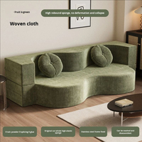 Sofá Cama Plegable de Tela, Dos Plazas, Nuevo Modelo, de una Pieza, para Apartamentos Pequeños, Sala de Estar, Espuma de Alta Densidad