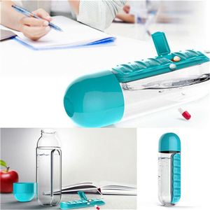 7 Daily Pill Box Water <b>Bottle</b> Cup Case Capsule Organizer Plastic Pill <b>Bottle</b> Screen Printing Red <b>Pink</b> Yellow Easy Open End YH - Product Image 3