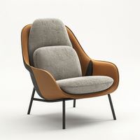 Nouveau fauteuil lounge moderne à dossier haut avec accoudoirs, en tissu de coton doux, rembourré en mousse, réglable en hauteur, pour appartement, hôtel, salle à manger, salon