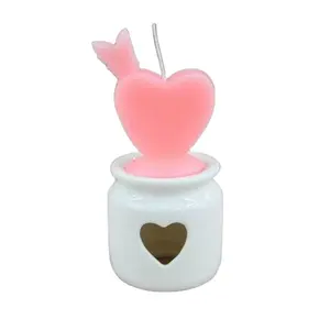 Herz Tee licht Kerzen mit Keramik Herz Kerzenhalter, Mini Tee licht Kerzen Fabrik Großhandel Geschenk & Handwerk