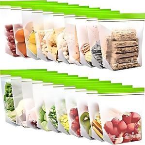 ถุงแช่แข็งแบบใช้ซ้ำได้ขนาดครึ่งแกลลอน ยี่ห้อ Huamaohengchun แพ็ค 20 ใบ ถุงเก็บอาหารกันรั่วซึม ภาชนะปลอดสารซิลิโคนสำหรับเตรียมอาหาร - Product Image 1