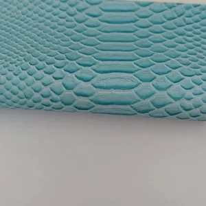 Woven Backing Technics PVC leather for ladies handbags with matte snake skin emboss