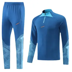 Pantaloni a maniche lunghe invernali con mezza zip, abbigliamento da allenamento, tute in maglia da calcio per uomo, logo personalizzato
