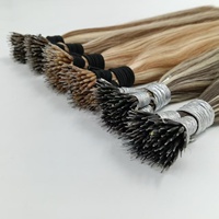 Extensions de cheveux naturels Nano Rings Micro Links, couleur mèches naturelles, micro-perles pré-collées, cheveux Remy européens lisses