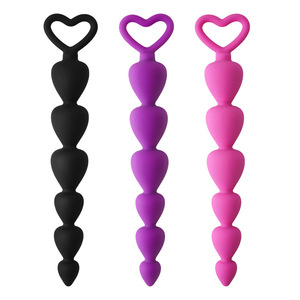Silicone en forme de coeur longues perles bouchons anaux Stimulation anale arrière jouets sexuels pour Couples <span class=keywords><strong>Gay</strong></span> Erotica produits - Product Image 1