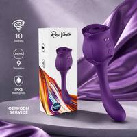 Vibrateur Rose pour Adulte en Silicone Souple, 9 Modes de Vibration, Masseur Suceur pour Tétons, Clitoris et Point G, en Forme de Rose - Nouveauté Promotionnelle