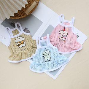 Robe d'été pour chien, gilet respirant en maille, motif animalier de dessin animé, bleu, jaune, rose, vêtements pour animaux de compagnie - Product Image 1