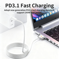 Câble d'alimentation blindé en nylon de 2 m 140 W Type-C avec connecteur magnétique pour appareils Macbook Pro/Air – Câble de charge et de données avec garantie