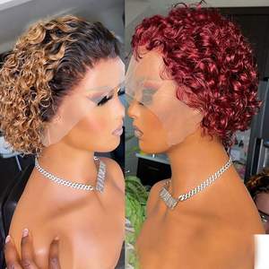 Promotion $13.8 Natural Human Hair F408 100% Human Hair 13x4 Lace Frontal Short Pixie Cut Wigs <b>Cheap</b> Wholesales Factory - Product Image 2