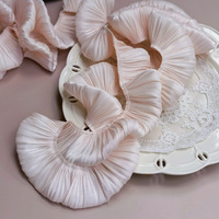 3/5CM Lebar Glitter Lembut Kristal Satin Lipit 3DLace Kain Pinggiran Pita Fringe Ruffles Potong Boneka Kain Headwear Dekorasi Jahit