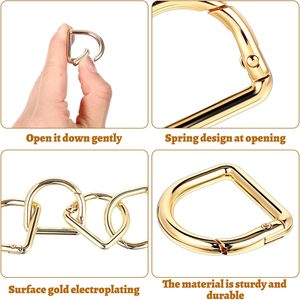 D Rings For Purse Pcs D Ring Spring Key Hooks Silver And <b>Gold</b> Metal Keyring Clip For DIY Crafts Keychain Belt <b>Backpacks</b> Handbag - Product Image 4