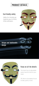 Lumineux créatif EL Fil <span class=keywords><strong>V</strong></span> <span class=keywords><strong>Vendetta</strong></span> LED Cosplay Masque pour Halloween - Product Image 4