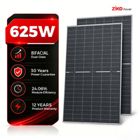 Panneau solaire bifacial double vitrage ZIKO Power 625W type N, module PV monocristallin 625W pour système d'énergie solaire