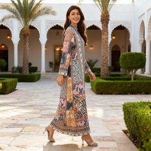 Nouvelle robe longue modeste de style Dubaï, en tissu de haute qualité, avec des paillettes, Abaya pour femmes musulmanes, fournisseur - Product Image 4