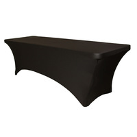 180gsm 6ft Couverture de table élastique Nappe Hôtel Mariage Banquet Couverture de table Noir