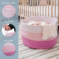 Cesto de Ropa de Cuerda de Algodón de 20" x 13" con Asas, Cojines y Almohadas, Contenedor de Almacenamiento, Cesto para Guardería