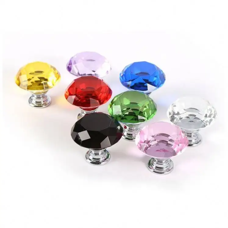 SPZ 1 9 रंग 30mm हीरे के आकार डिजाइन ग्लास Knobs कैबिनेट संभालती खींचतान दराज फर्नीचर संभालती Knobs