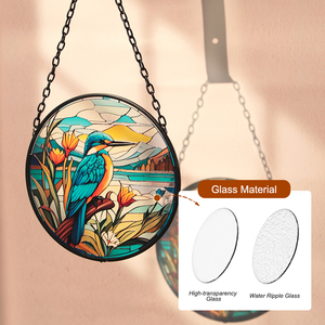 Atrapasoles de Vidrio Pintado con Aves y Animales, Estilo Rústico Art Deco, Adornos Colgantes de 16 cm para Decoración de Jardín y Patio - Product Image 5