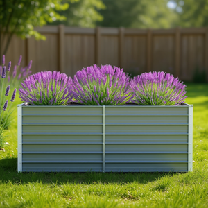 แปลงปลูกผักยกพื้นเหล็กชุบสังกะสีสีเทา ขนาด 63 x 31.5 x 17.7 นิ้ว สำหรับงานก่อสร้างสวนที่ทนทาน - Product Image 2