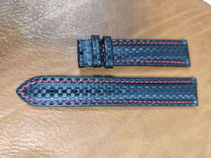 Nhà Máy Tự Nhiên Trắng Bê Nổi Carbon Fibre Hạt 16Mm Linh Hoạt Thép Không <span class=keywords><strong>G</strong></span>ỉ Khóa Cổ Tay Đồng Hồ Dây Đeo Da - Product Image 5