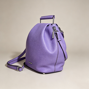 Elegant Ladies Purple Bucket Handbag Pebbled Grain Texture Metal Top‑handle Adjustable Detachable <b>Strap</b> Casual <b>Shoulder</b> <b>Bag</b> - Product Image 3