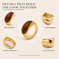 Bague Chevalière Cœur en Acier Inoxydable Plaqué Or avec Pierre, Étanche, Hypoallergénique, Poli Miroir, Bijou de Mariage Massif pour Femme, Vente en Gros