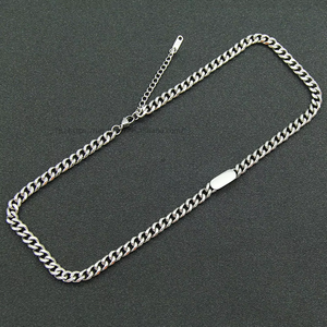 <b>Sweet</b> and Cold Wind Oval Strip <b>Personalized</b> Collarbone Chain Pendant Cuban Chain Necklace Tanjing - Product Image 2