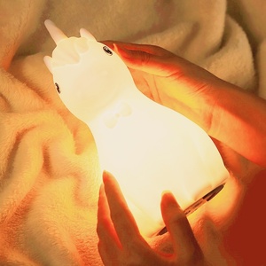 Dễ thương Silicone Vườn Ươm <span class=keywords><strong>Unicorn</strong></span> trẻ em đêm đèn bé LED mềm màu sắc thay đổi với ấm trắng mini Touch tap tính năng - Product Image 4