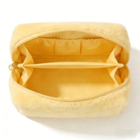 Pochette cosmétique en fausse fourrure avec logo personnalisé, fermeture éclair, réutilisable, sac de rangement pour maquillage de voyage