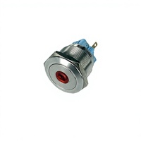 Interrupteur à bouton-poussoir auto-bloquant en acier inoxydable 25 mm avec éclairage œil de chat 12V marche/arrêt max. Courant 5A