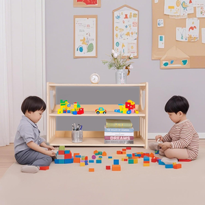 OEM ODM Montessori 3-Tier Bookshelf Toy Rack Sturdy Safe Wooden Classroom Furniture Storage Cabinet Toy Chest Organizer - Product Image 2