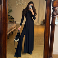 GHY6338 2025 Vêtements Offre Spéciale pour femmes Robe fendue à manches longues et pantalon évasé Ensembles deux pièces