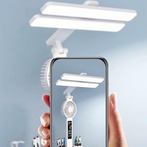 โคมไฟตั้งโต๊ะแบบชาร์จไฟได้สำหรับการเรียน โคมไฟอ่านหนังสือแบบตั้งโต๊ะ ไฟ LED พร้อมพัดลม จอแสดงผลนาฬิกา LED ไฟอ่านหนังสือ - Product Image 4