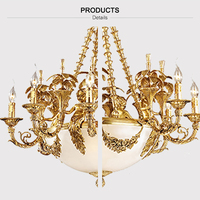 Lustre européen de luxe en laiton de grande lampe pendante d'albâtre pour l'hôtel de villa