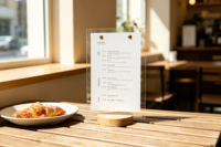 Support de menu de table en acrylique transparent personnalisé avec base pour restaurant, café, bar, décoration de numéro de table de mariage