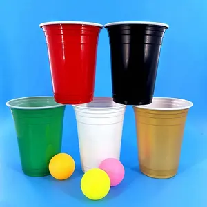 Copo descartável descartável pp, copo de plástico vermelho 16oz da festa beerpong copos descartáveis pp