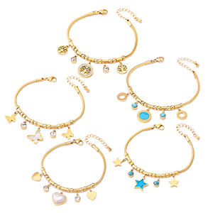 Pulsera de Acero de Titanio con Diseño Geométrico de Estrella de Cinco Puntas y Mariposa Americana <span class=keywords><strong>para</strong></span> Mujer, Joyería Romana que No Destiñe - Product Image 5