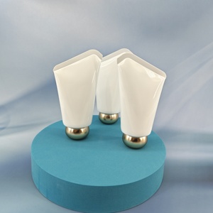 Luxury Cosmetic Containers 60ml White Custom <b>Tube</b> With Gold Ball Screw Cap 7Shape End Sealed <b>Tube</b> For Hand Cream - Product Image 5