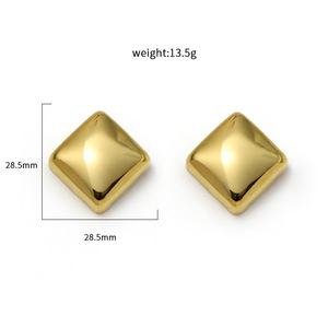 Stud Earrings Square Pyramid Gold Stainless Steel Geometric Fashion Jewelry Gift For Women - Product Image 4