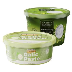 Pots ronds en plastique de 200g 250ml avec couvercle pour emballage de houmous, baba ghanoûj, sambusak, contenant IML - Product Image 4