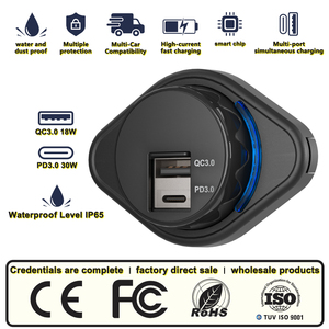 Cargador Rápido 3.0 12/24 V 2 USB QC USB-A PD Tipo C, Enchufe de Carga USB para Montaje en Panel con Cubierta Automática de Resorte - Product Image 3