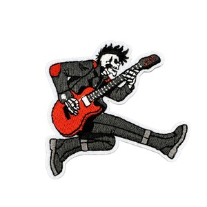 Parches Bordados Termoadhesivos con Diseño de Calavera Negra, Estilo Punk Rockero, Tema Musical de Guitarra, para Chaquetas y <span class=keywords><strong>Ropa</strong></span> - Product Image 5